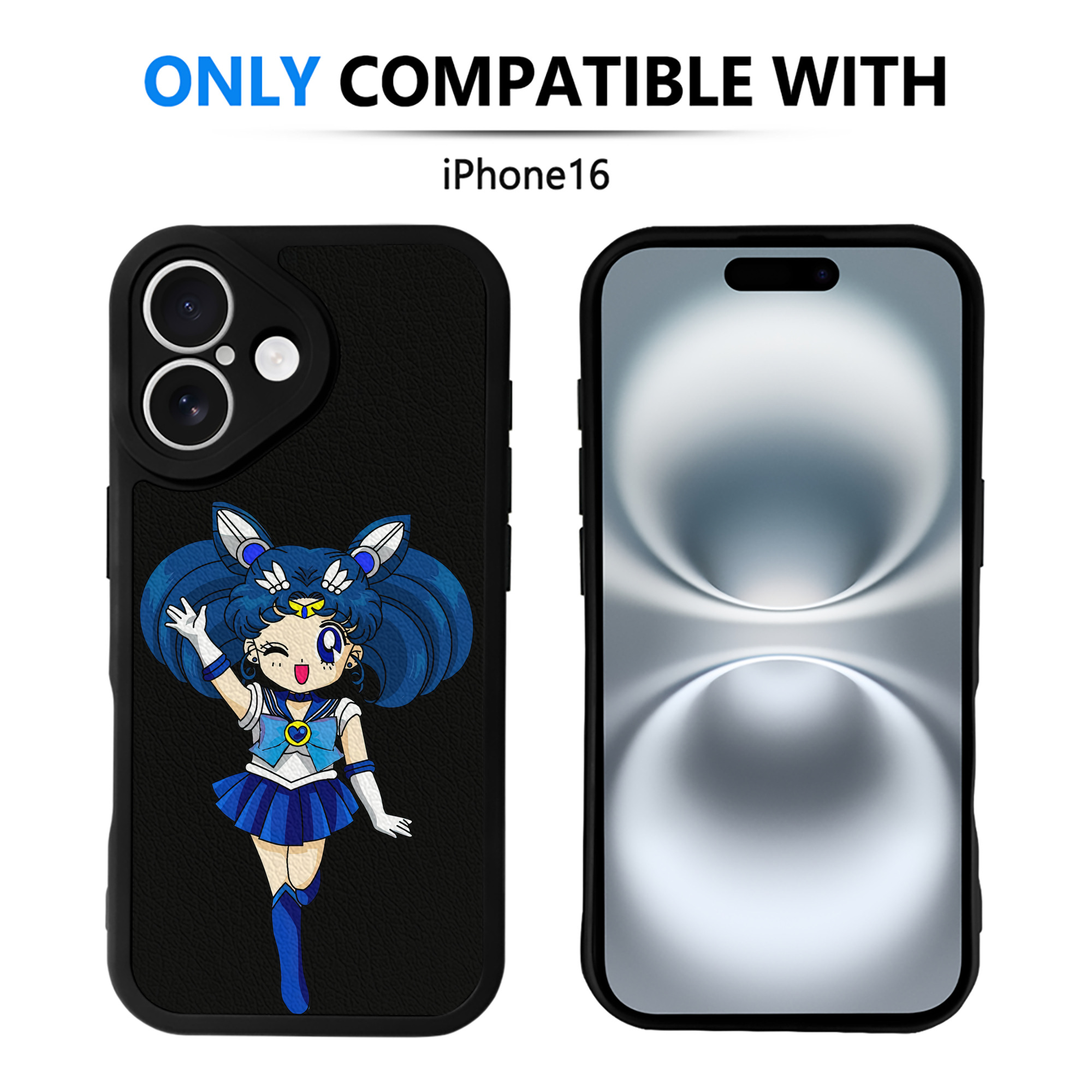 （画像用） 美少女戦士セーラームーン 水野 亜美 みずの あみ Sailor Moon Mizuno Ami 【iPhone 16シリーズ対応】シリコンスマホケース（レザー調） 材質：シリコン